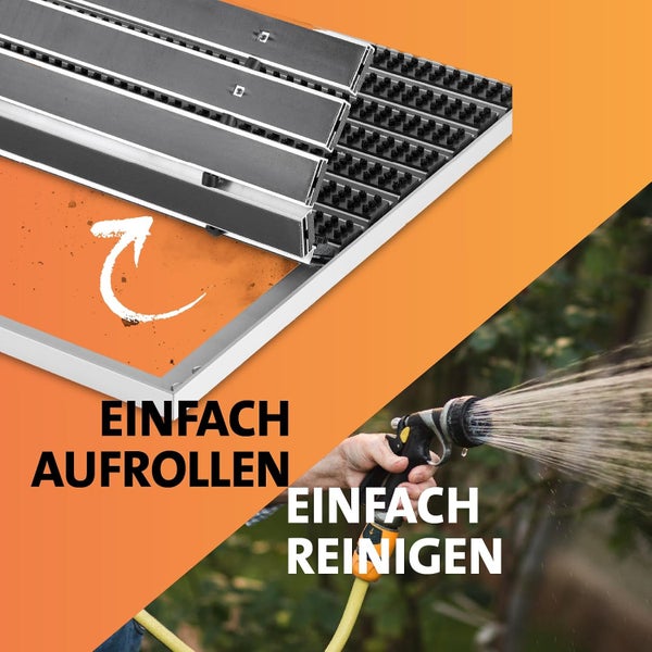 Schmutzfangmatte mit Aluminiumrahmen für Eingang | Einbau Alu-Fußmatte Außenbereich | Robuste, eingelassene Eingangsmatte Schwarz 150 x 100 cm