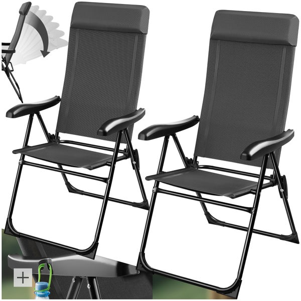 Campingstuhl tectake Müritz Belastbarkeit 120 kg, 57 x 65 x 112 cm klappbar anthrazit