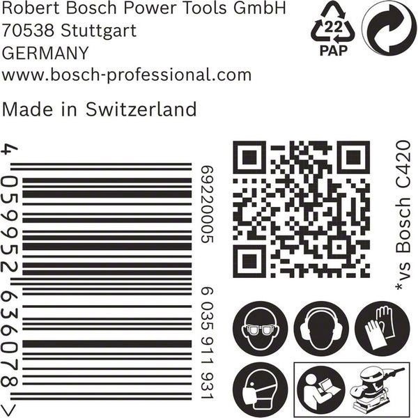 Bosch EXPERT C470 Schleifpapier, 115 x 107 mm, K 120, 50 Stück - 2608901657