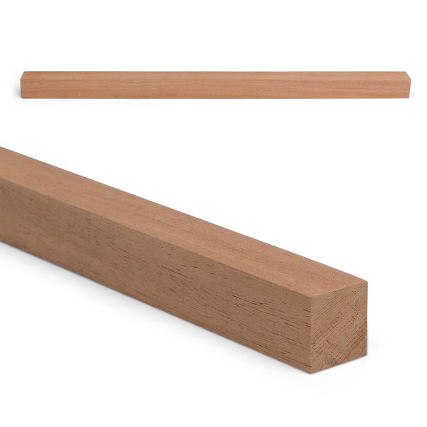 Quadratleiste aus Holz mit sichtbarer Maserung in zwei Ansichten.