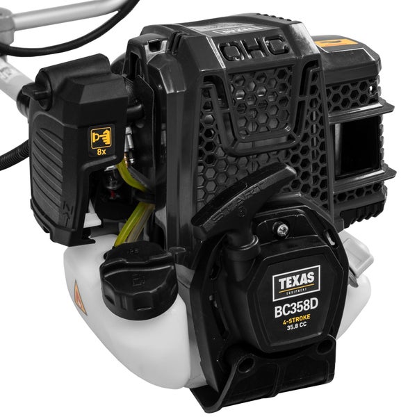 Benzin Motorsense Texas BC358D – 42 cm Arbeitsbreite, 35,8 cm³ 4-Takt-Motor, Rasentrimmer mit Tragegurt und 3in1 Schneidsystem