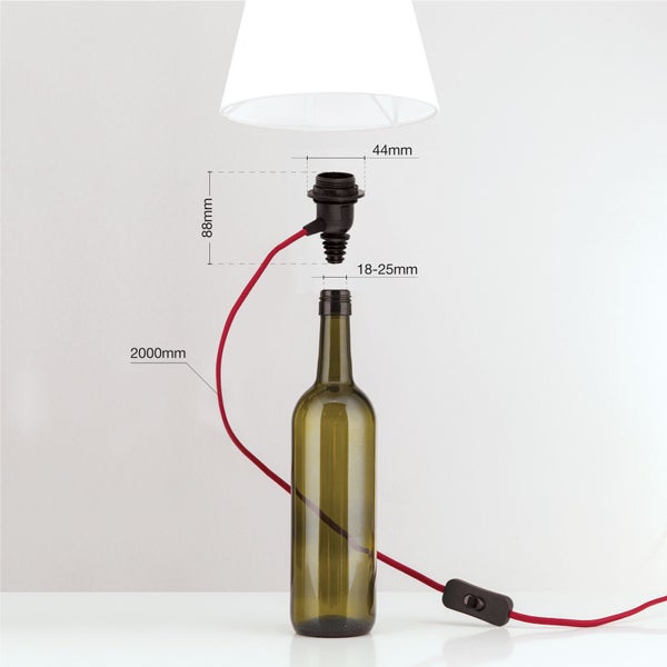 E27 DIY-Fassung für Flaschenleuchte – Upcycling geeignet Bordeaux
