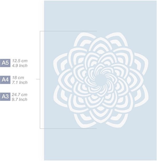 QBIX Mandala Schablone A5 Größe Kunststoff - Ausschnitt Durchmesser 12,5cm