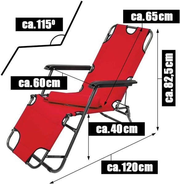 153x60 Garten Liegestuhl Klappbar - Outdoor Relaxliege Gartenstuhl Campingliege