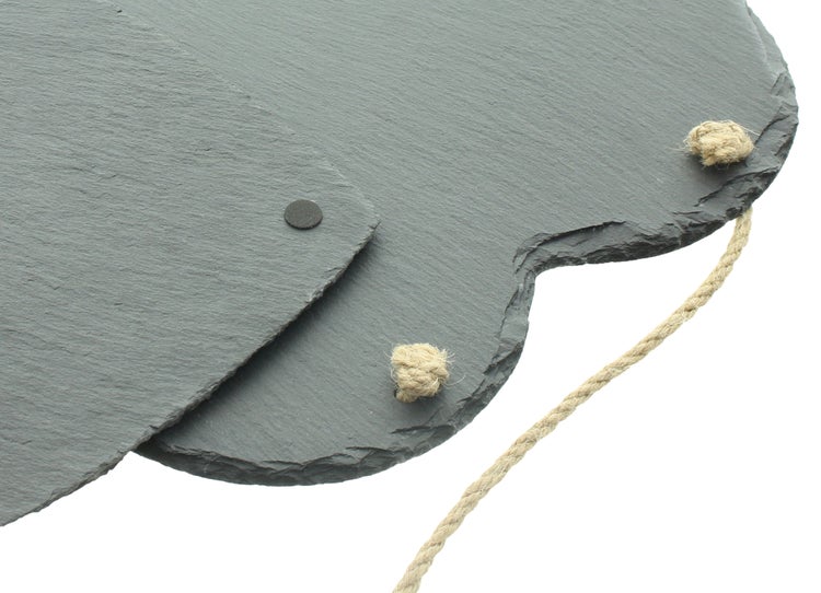 FRANK FLECHTWAREN|Herzhänger Schiefer, 2er Set, 25 x 25 cm, SCHIEFER, SISAL