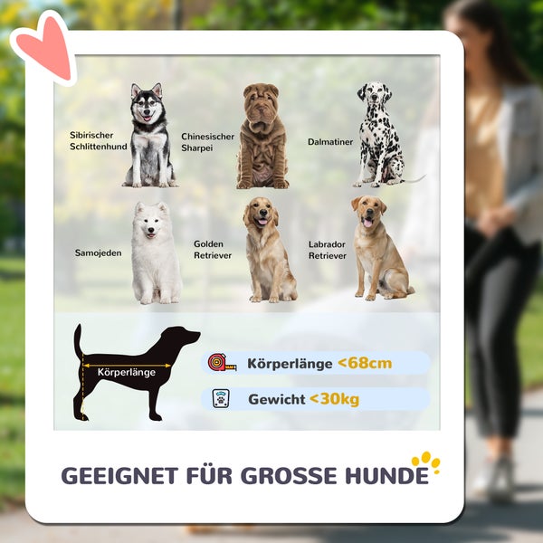 PawHut Hundewagen Hundebuggy klappbar für große Hunde & Katzen bis 30 kg Katzenbuggy mit Kissen Netzfenstern Türen Aufbewahrungstasche Katzenwagen mit Sicherheitsleinen, Bremsen, Buggy Grau
