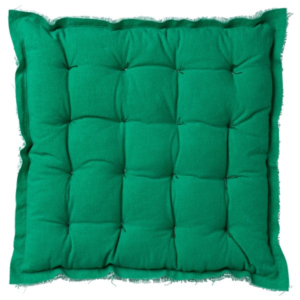 BURTO - Sitzkissen 40x40 cm Baumwolle mit stone-washed optik Emerald