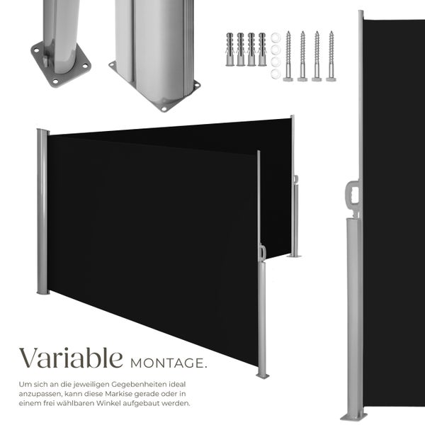 Doppel-Seitenmarkise tectake  160 x 600 cm aus Aluminium schwarz