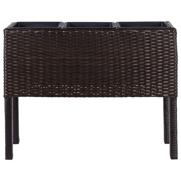 Blumentopf mit Beinen CARAGANA Polyrattan 77 cm Dunkelbraun