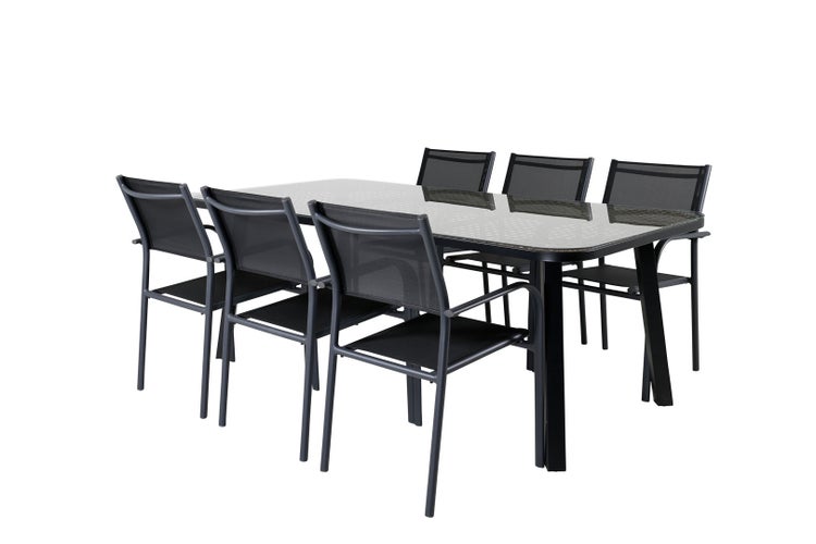 Gartentischgruppe mit sechs Stühlen