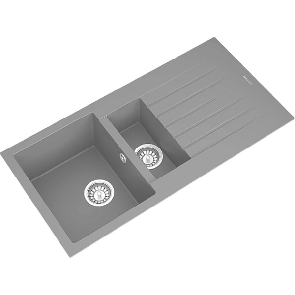 Spüle mit zwei Becken und Abtropffläche