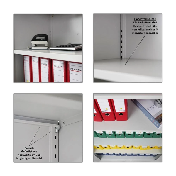 PROREGAL Mega Deal 3x Flügeltürenschrank ELEPHANT HxBxT 185 x 90 x 40 cm 4 Fachböden Lichtgrau