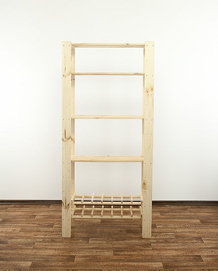 PROREGAL Holzregal Woodland HxBxT 166 x 80 x 30 cm Fachlast 120 kg 4 Fachboden & 2 Flaschenebenen Kiefernholz Natur