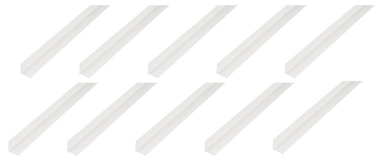 Set von zehn Kunststoff Eckleisten für den Innenausbau zur Kantenabdeckung