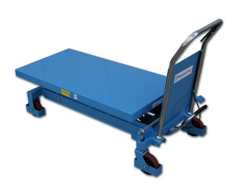 Scherenhubwagen mit einer Traglast von 1500 kg für den Transport schwerer Lasten.