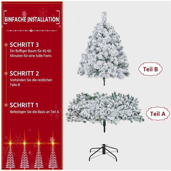 Yaheetech Künstlicher Weihnachtsbaum mit Schnee , Weiß