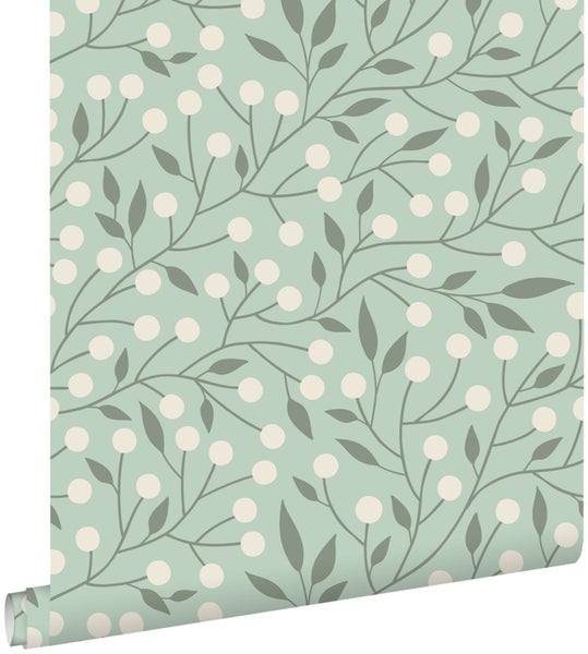 ESTAhome Tapete Blumenmuster Mintgrün - 50 x 900 cm - 139592