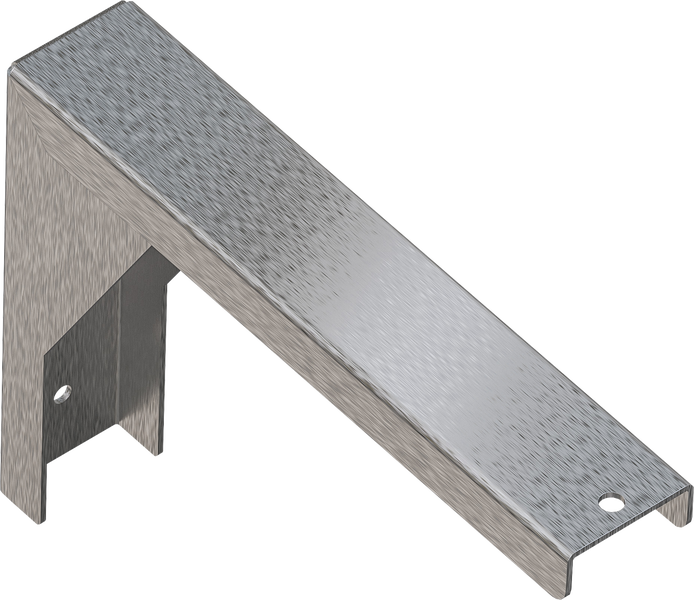 Wandkonsole aus gebürstetem Metall mit vorgebohrten Löchern für die Montage.