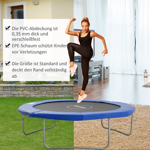 HOMCOM Trampolin Randabdeckung Sicherheitsnetz Wetterplane Leiter Randabdeckung: Ø 244cm Blau