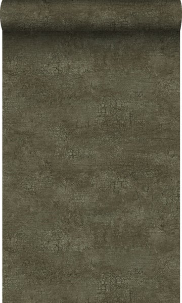 Origin Wallcoverings Tapete Naturstein mit Craquelé-Effekt Olivgrün - 53 cm x 10,05 m - 347560