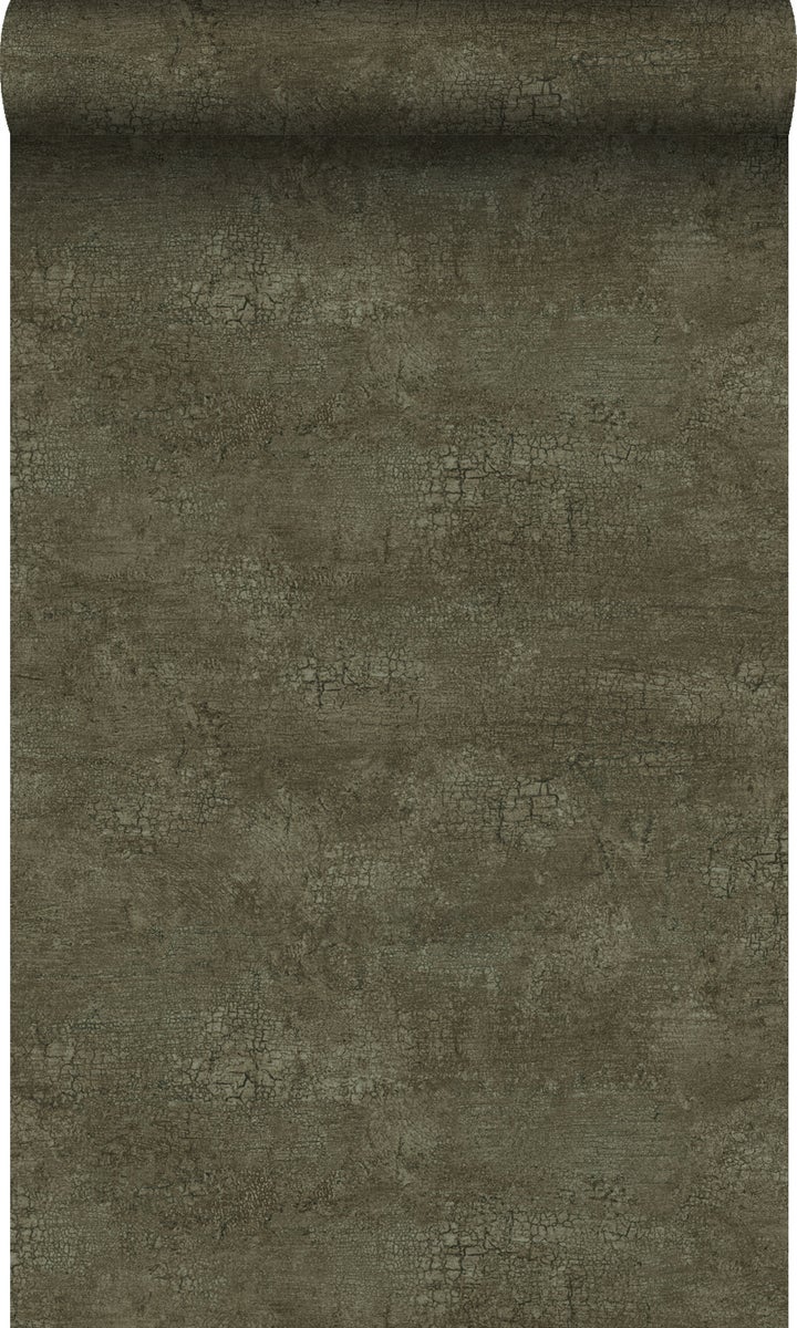 Origin Wallcoverings Tapete Naturstein mit Craquelé-Effekt Olivgrün - 53 cm x 10,05 m - 347560
