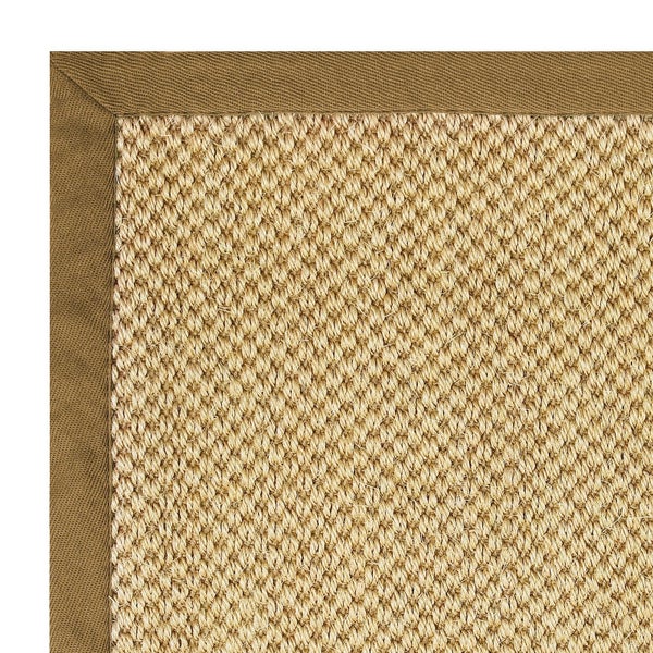 FLOORDIREKT Sisal-Teppich Tiger-Eye - aus 100% Sisal - mit Brodüre - Natur - Rand: Cappuccino - 160 x 230 cm