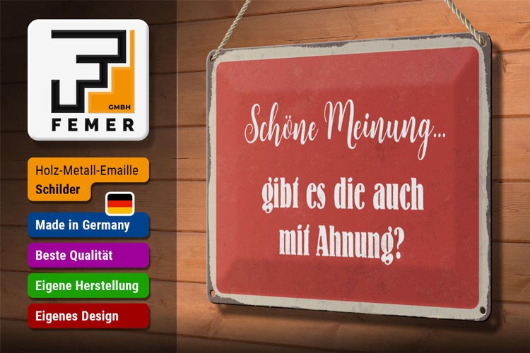 Blechschild Spruch 30x20cm schöne Meinung gibt mit Ahnung