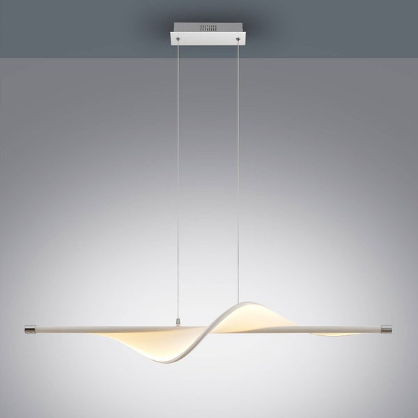 Lucande LED Pendelleuchte Edano dimmbar (Modern) in Weiß aus Textil (1 flammig, ) - Hängeleuchte Esstischlampe Hängelampe Wohnzimmerleuchte