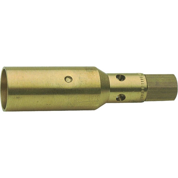 Punktbrenner Düse aus Messing mit Sechskantanschluss und Luftlöchern.