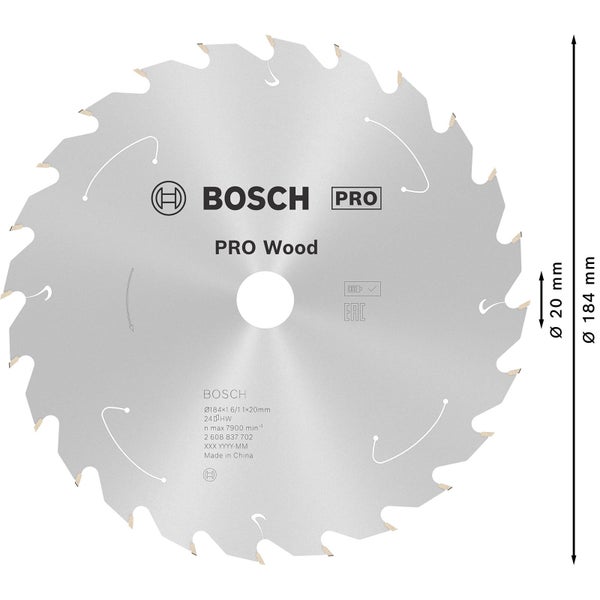 Bosch Pro Holzsägeblatt, 184 Millimeter Durchmesser