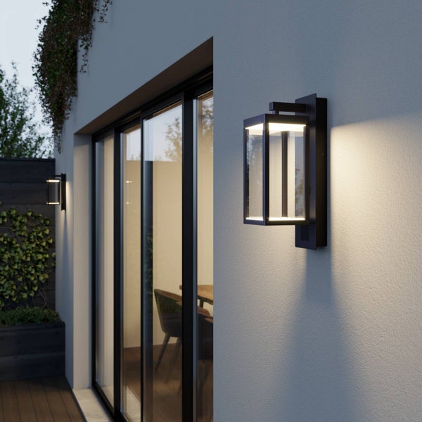 Lucande LED Wandleuchte außen Ditta (spritzwassergeschützt (Modern) in Schwarz aus Aluminium (1 flammig, ) - Außenwandleuchten Wandlampe Led Außenlampe Outdoor für Außenwand/Hauswand