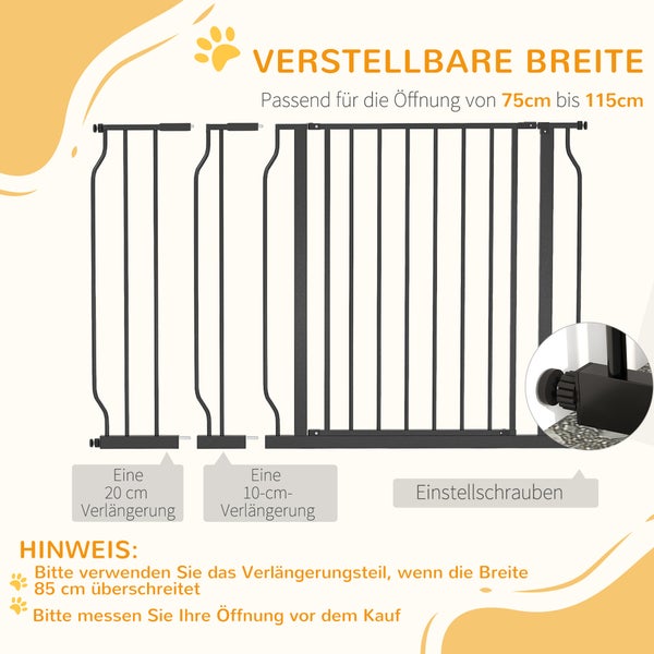 PawHut Schutzgitter, 115L x 3B x 76H cm, Stahl, ABS, Schwarz