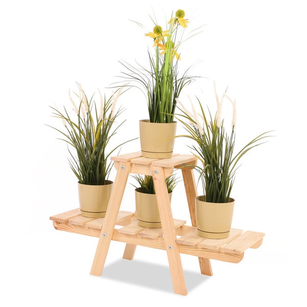 Blumenständer FLORACK HxBxT 45x74x25cm 3 Ablagen Kieferholz Natur unbehandelt