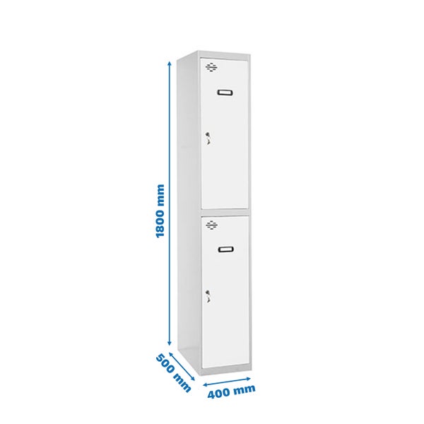 Metallschrank mit zwei Fächern und den Maßen 1800 x 500 x 400 Millimeter