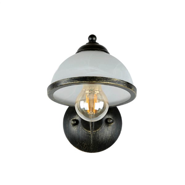 Wandleuchte mit Glasschirm und Leuchtmittel