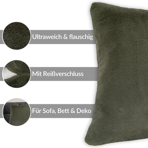 Flauschiges Dekokissen mit Reißverschluss für Sofa und Bett, besonders weiche Oberfläche.