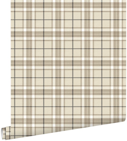 ESTAhome Tapete Karomuster Beige und Braun - 53 cm x 10.05 m - 137723