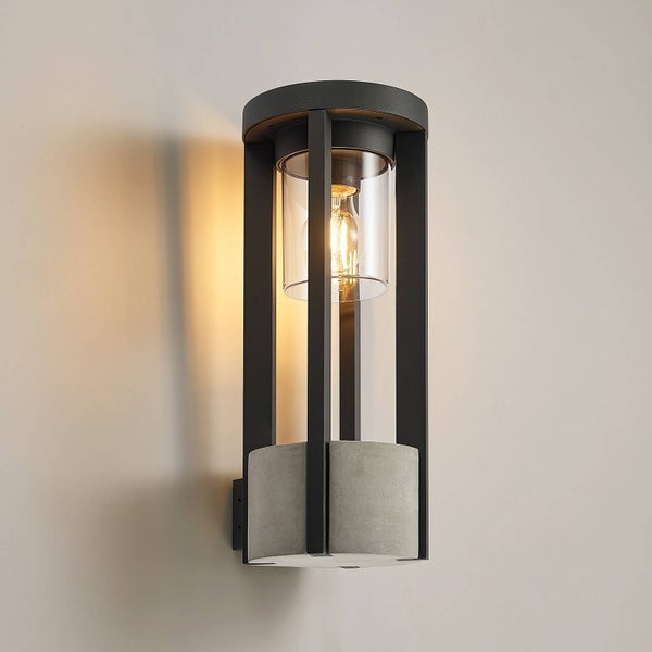 Lucande Wandleuchte außen Overa (spritzwassergeschützt (Modern) in Alu aus Aluminium (1 flammig, E27) - Außenwandleuchten Wandlampe Led Außenlampe Outdoor für Außenwand/Hauswand Haus