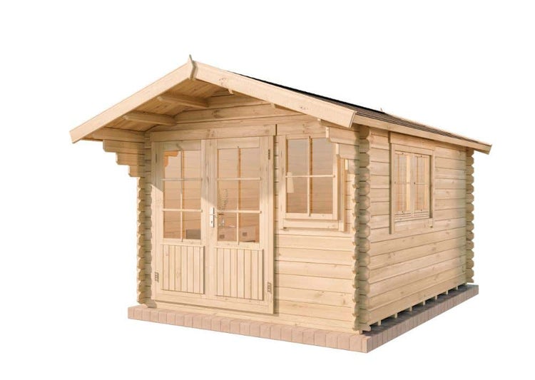 Gartenhaus Gabriel-34 mit Fußboden aus Holz, Gerätehaus 300x400, 10,07 m², 34 mm Wandstärke - Naturbelassen