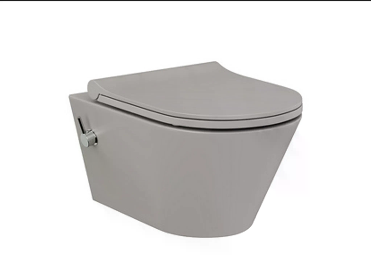 Taharet Dusch Wc kalt Anschluss mit Intergrierter Armatur in farbe Latte mit Soft Close Wc sitz