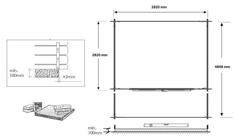 Gartenhaus, Gerätehaus 15m2 - 3x3m - 28mm - Imprägniert