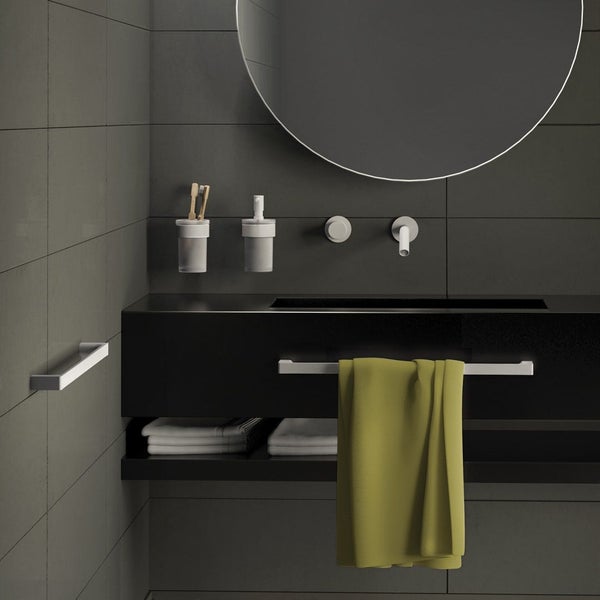 Mattweißer Badetuchhalter 60cm, Wandmontage | Giacinto