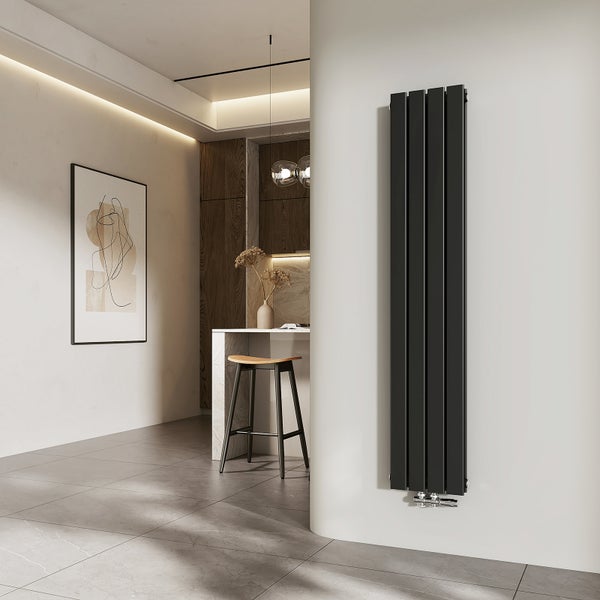 EMKE Heizkörper Flach Heizkörper Design Paneelheizkörper , Vertikal, Doppellagig,  1600x 300 mm,  557W Schwarz