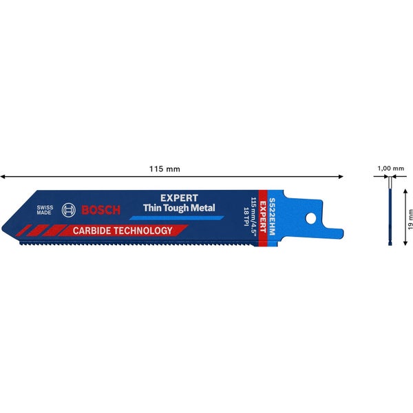 Bosch Expert Thin Tough Metal S 522 EHM Säbelsägeblatt - 2608900359