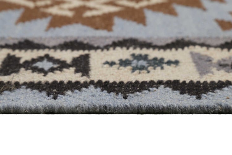 Kelim Teppich Hellblau aus Wolle Blancard Green Looop 80x150 cm