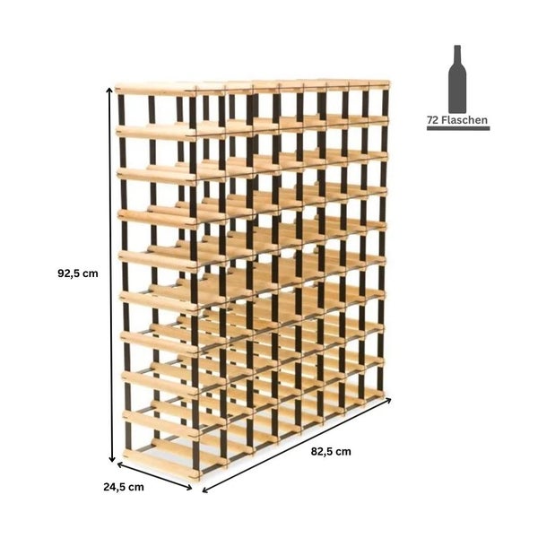 PROREGAL Modulares Weinregal Vinotega Mod Metal HxBxT 92,5 x 82,5 x 24,5 cm 8 x 9 Flaschen Massives Kiefernholz Braun Geölt