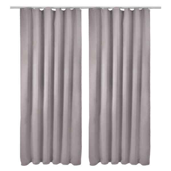 Beautissu Amelie BK Vorhang mit Kräuselband 140x245cm Grau (2tlg)