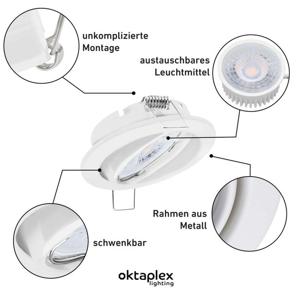 Deckenspots schwenkbar Dijon mit Nizza LED Modul 4 8W 230V 4000K 380lm Neutralweiß 110° Lochmaß 68mm für jeden Wohnbereich