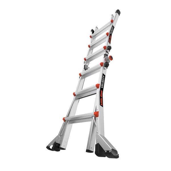 Little Giant Velocity Mehrzweckleiter aus Aluminium mit verstellbaren Holmen und Sprossen in Anlegeposition
