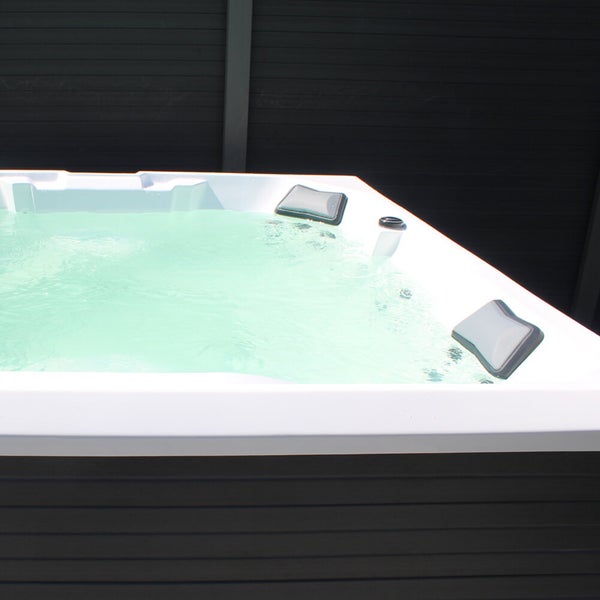 Home Deluxe - Outdoor Whirlpool - STREAM BIG PURE - Maße: 208 x 208 x 88 cm - Inkl. Heizung, 34 Massagedüsen und 4 äußeren Lichtquellen I Außen Whirlpool Spa für 5 Personen